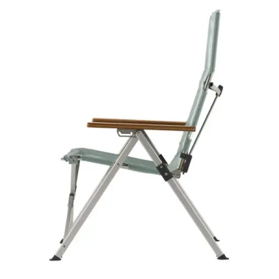 Coleman Living Collection Polyester Sling Chair for Patio and Garden with Polyester Grip, Aluminum Frame, and Natural Wood Armrests, Green image {3}