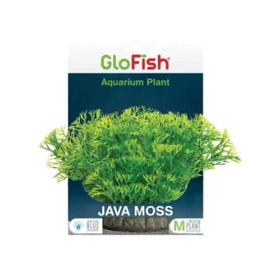 GloFish Green Medium Fluorescent Under Blue LED Light Java Moss Plant Aquarium Decor image {3}
