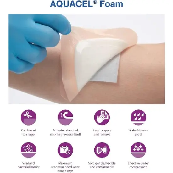 ConvaTec AQUACEL Foam Wound Dressing with Silicone Gel Adhesive, Waterproof, Flexible, Medical Grade with Hydrofiber Technology, Multiple Sizes image {4}