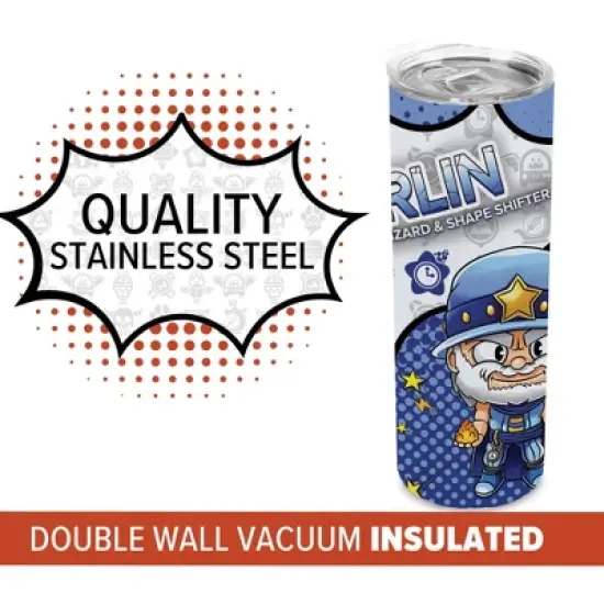 SMASHCRAFT 20 ounce Stainless Steel Double Walled Insulated Travel Tumbler Coffee Mug Cup, Merlin Chibi image {3}