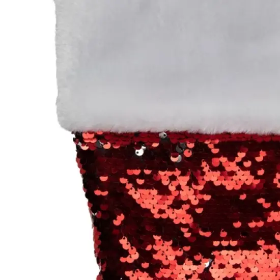 Northlight 22" Red and Silver Reversible Sequined Christmas Stocking image {5}