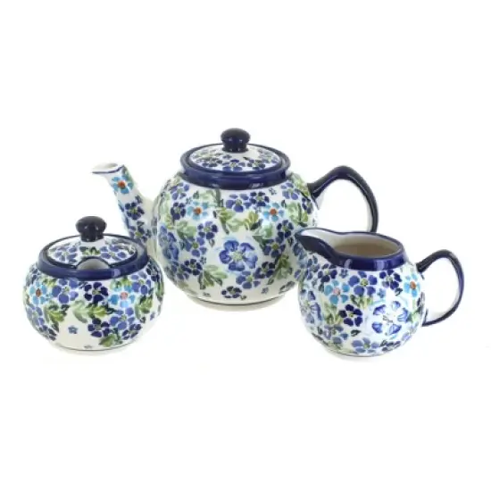 Blue Rose Polish Pottery 5960 Zaklady 3 PC Tea Set image {16}