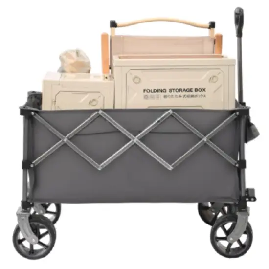 FURNIinspire Outdoor Serving Carts Folding Wagon Cart Beach Wagon 450lb Heavy Duty Foldable Wagon for Camping Sports, Gray, 36.22"*22.05"*39.37" image {4}