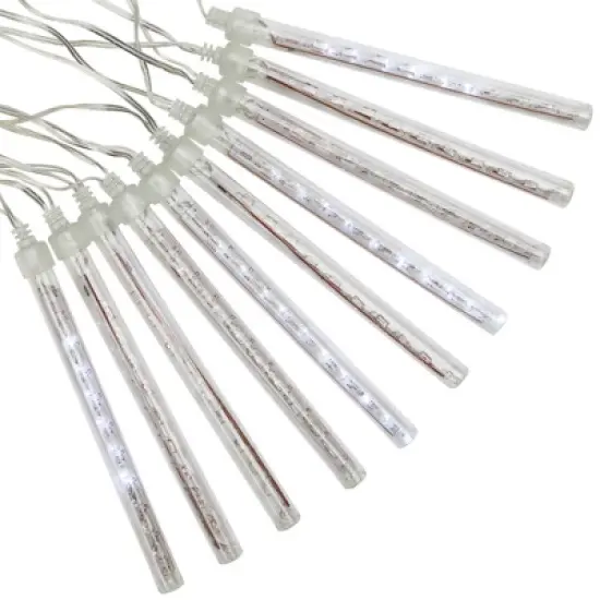 Northlight LED Dripping Icicle Christmas Tube Lights  - White - 14.25' Clear Wire - 10ct image {3}