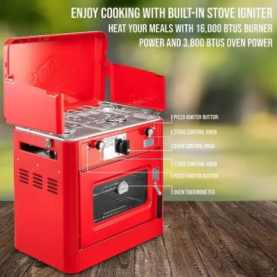 Hike Crew Portable Camping Oven with Dual Burner Propane Stove image {2}