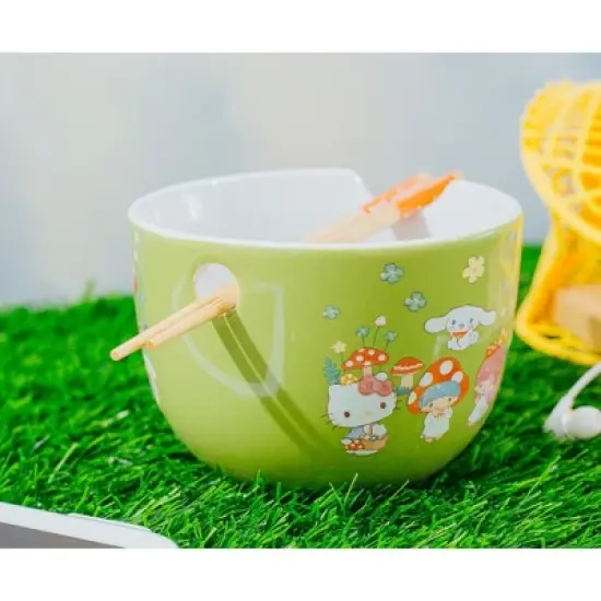 Silver Buffalo Sanrio Hello Kitty and Friends Mushroom Crew Ceramic Ramen Bowl Set | 20 Ounces image {6}