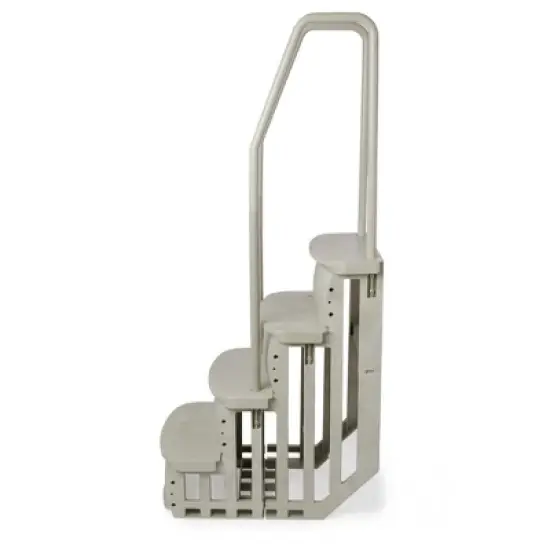 Main Access 200601T 26 Inch Wide iStep Above Ground Swimming Pool Step Ladder No Swim Zone and Flow Through Step Entry System, Taupe image {1}