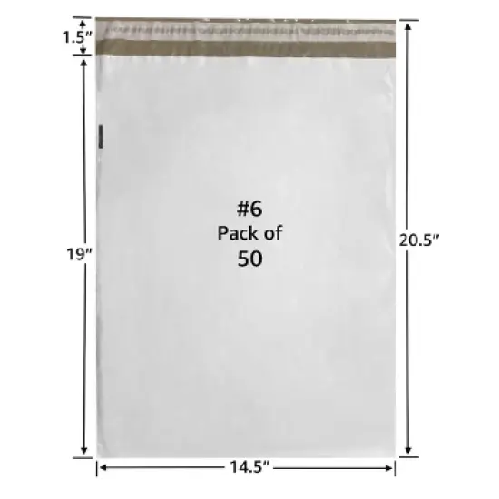 UOFFICE Pack of 50 Poly Mailers Bags 14.5"x19" - #6 Envelopes wirh Self-Sealing Closure image {1}