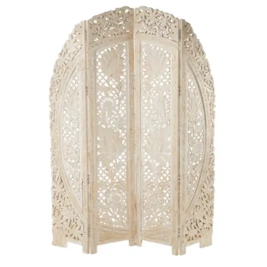 Eclectic Wood Room Divider Screen White - Olivia & May image {18}
