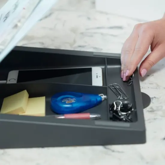 ECR4Kids MessageStor Dry Erase Memo Station, Desktop Whiteboard with Storage and Built-In Organizer image {5}