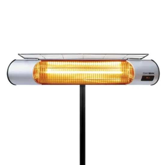 Sengoku HeatMate Weatherproof Outdoor Graphite Heater with Tripod Stand and Remote Control for Decks, Patios, and Backyard Areas, Silver (2 Pack) image {3}