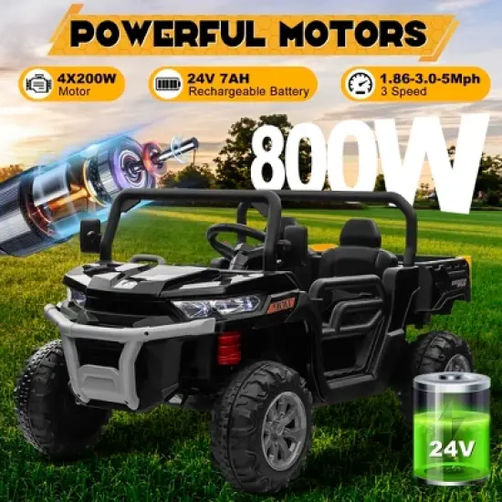 JOYRACER 24V Kids Ride on UTV with Remote Control, 2 Seater 2x200W Ride on Dump Truck For Big Kids image {2}