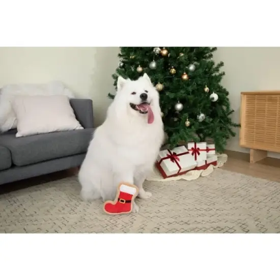 Midlee Santa Boot Sugar Cookie Dog Toy image {7}