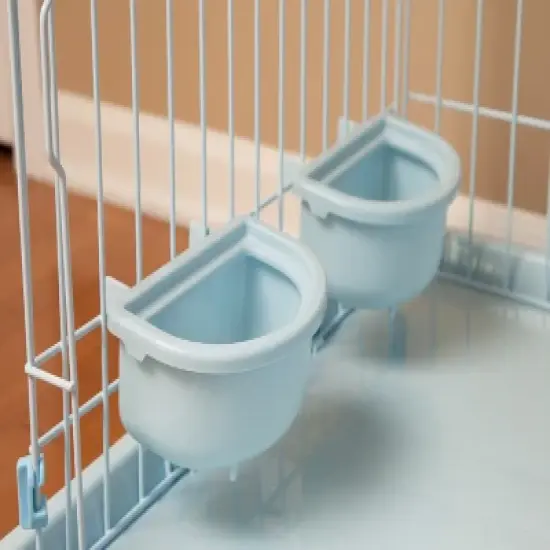 IRIS USA Small Wire Animal House with Food and Water Dishes, Blue image {6}