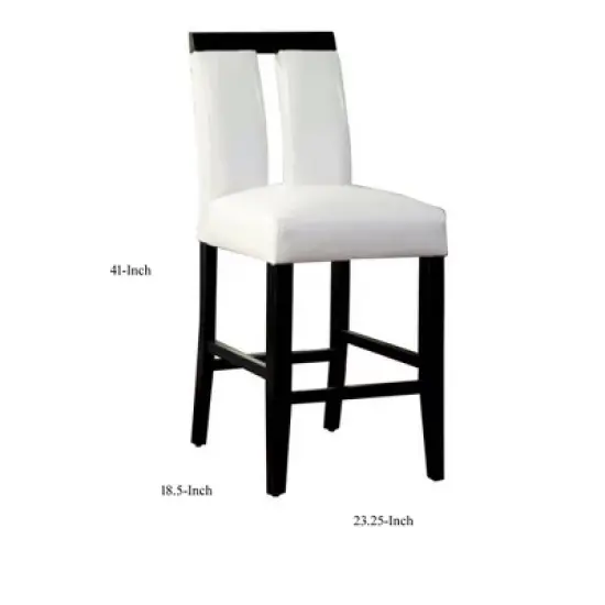 Set of 2 Contemporary Barstools White/Black - Benzara image {4}