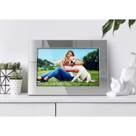 Aluratek 10'' Wifi Touchscreen Digital Photo Frame - Silver: 1280x800 Resolution, USB, MicroSD image {9}