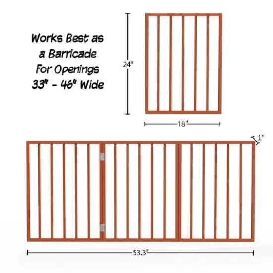 Pet Adobe Freestanding Folding Pet Gate - 54" x 24", Mahogany image {2}