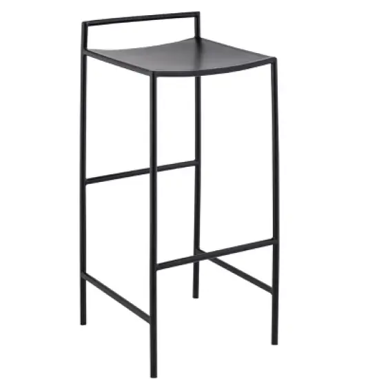 JONATHAN Y Svelte Coastal Contemporary Iron Saddle-Seat Low-Back Bar Stool with Foot Rest image {1}