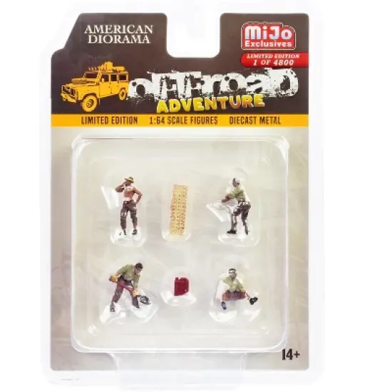"Off-Road Adventure" 6 piece Diecast Set (4 Figures & 2 Accessories) Ltd Ed to 4800 pcs 1/64 Scale Models by American Diorama image {1}