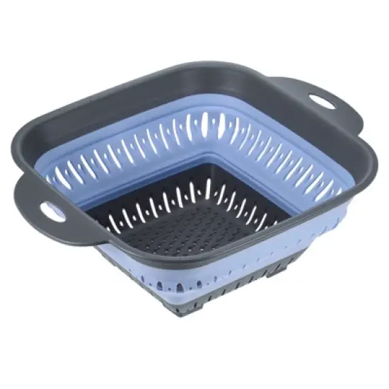 Unique Bargains Draining Pasta Potatoes Square Silicone Collapsible Colander with Handles 1 Pc image {6}