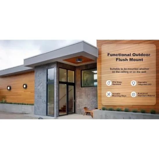 LLHZSY Flush Mount Outdoor Ceiling Light Black 5 1/10" Round LED Light Fixture for Corridor Hallway Post Exterior image {8}