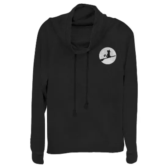 Junior's CHIN UP Halloween Witch Cat Cowl Neck Sweatshirt image {2}