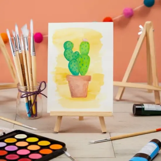 Juvale 6-Pack Wooden Easel, Mini Easel Stands and Place Card Holders for Table Top Artwork Display, Invitations, Photos, Party Favors, 7 Inches image {1}