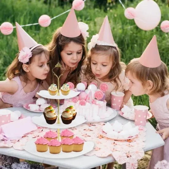 Unique Bargains 3 Tier Dessert Cupcake Stand Round Tiered Serving Tray for Donuts Fruits White Gold Tone image {5}