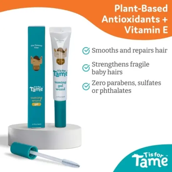 T is for Tame - Taming Gel Wand, Natural Flyaway Tamer for Kids & Adults, Smooths Baby Hairs, Frizz & Static &ndash; Alcohol-Free, Vegan, 0.5 fl oz image {3}