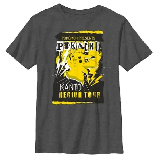 Boy's Pokemon Pikachu Kanto Region Tour Poster T-Shirt image {4}