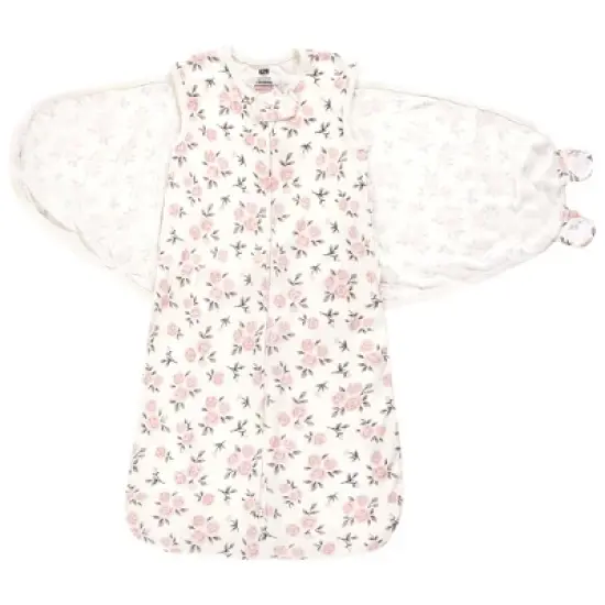 Hudson Baby Infant Girl Convertible Swaddle Sleep Sack, Neutral Pink Floral image {2}