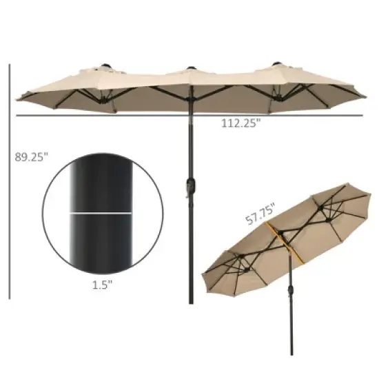 NicBex 9.5FT Double-Sided Patio Umbrella,Outdoor Patio Umbrella with Push Button Tilt & Crank,12-Rib Outdoor Market Umbrella for Pool,Garden image {6}