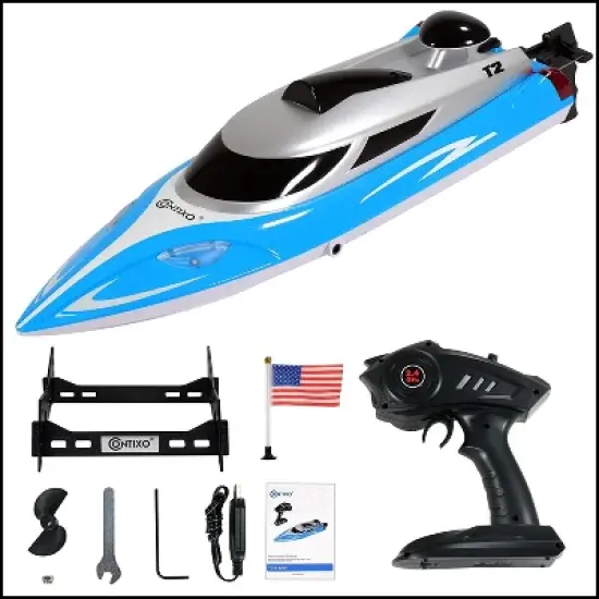 Contixo T2 RC Boat - Remote Control Boat for Pools and Lakes -Fast RC Boats For Adults and Kids (Blue) image {7}