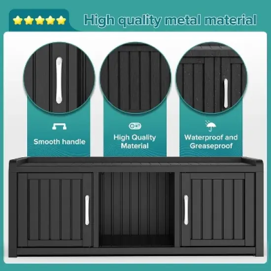 Yardgrace Storage Benches 120 Gallon 2-Door/3-Door Shoe Cabinet Resin Shoe Bench with Storage for Shoes Accessories image {1}