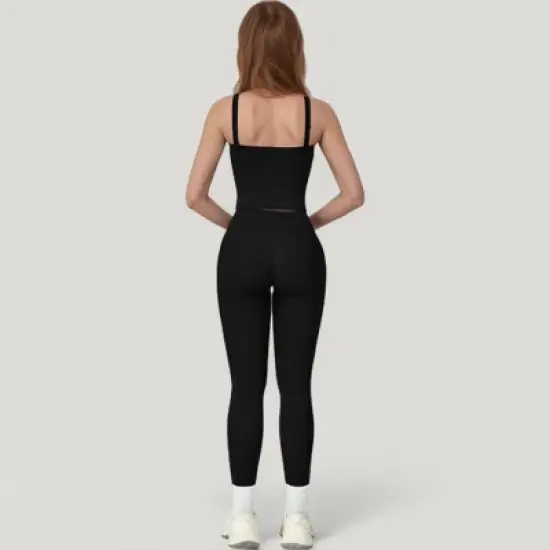 Anna-Kaci Active Women's High Waist Crossover Lounge Leggings with Full Length Slim Fit and Flattering Waistband image {3}