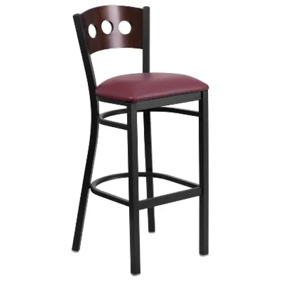 Flash Furniture Black Decorative 3 Circle Back Metal Restaurant Barstool image {6}
