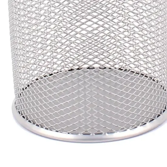 Unique Bargains Office Durable Metal Cylinder Shape Pen Holder Gray 1 Pc image {4}