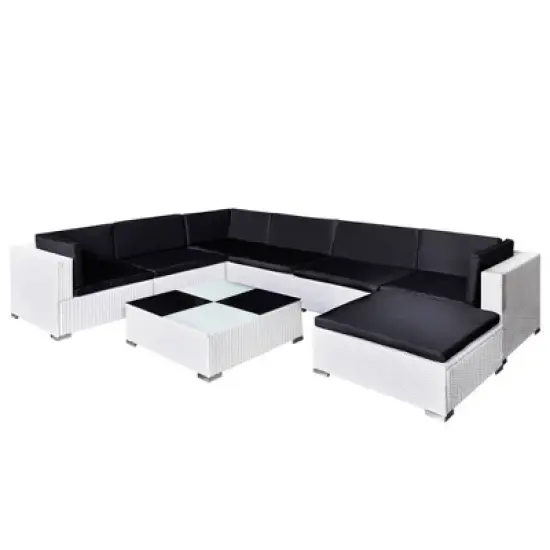 vidaXL Patio Furniture Set Set of 8 White, Black image {7}