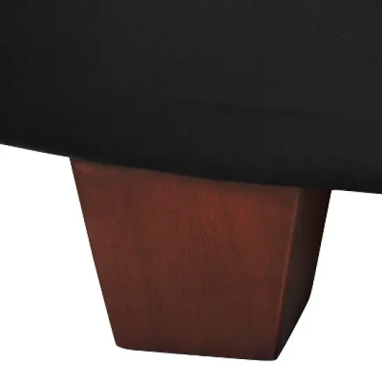 Winston Large Round Button Top Storage Ottoman Faux Leather Black - HomePop image {3}