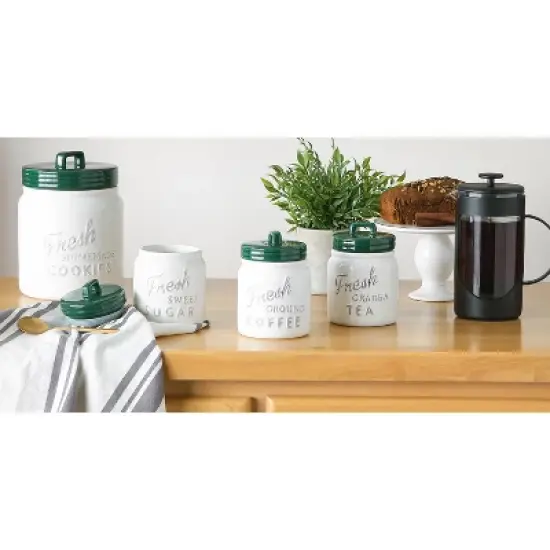 Design Imports Dark Green Ceramic Jar Canister Set/3 image {5}