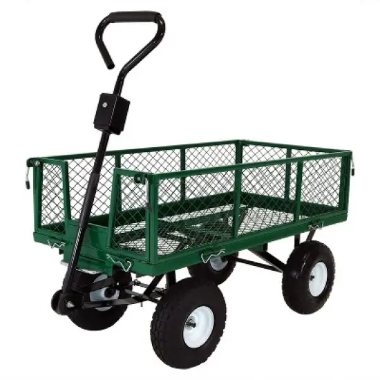 Sunnydaze Outdoor Lawn and Garden Heavy-Duty Durable Steel Mesh Utility Dump Wagon Cart with Removable Sides image {12}