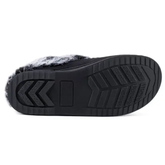 RockDove Women's Faux Fur Collar Moc Toe Slide Slipper image {3}