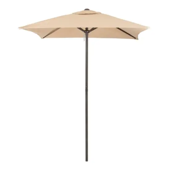 6pc Patio Dinning Set with 4 Folding Chairs Glass Table and Tan Umbrella without Base - Crestlive Products image {6}