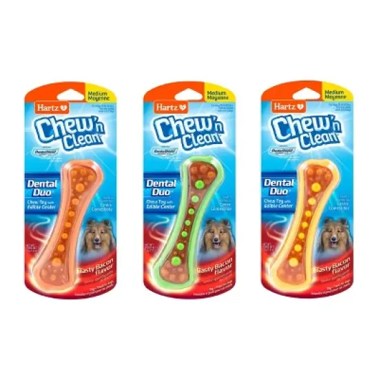 Hartz Chew'n Clean Dental Duo Medium Dog Bone Toy image {2}