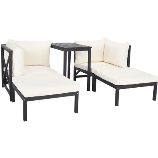 Ronson 5 Piece Sectional Set - Indoor/Outdoor - PAT6762 - Dark Slate Gray/Beige - Safavieh image {9}