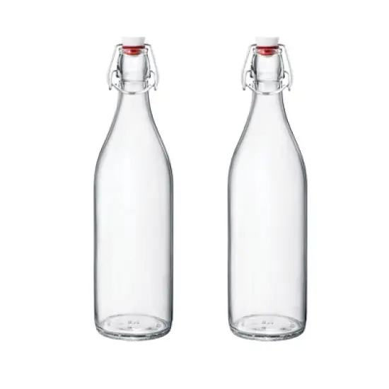 Bormioli Rocco Giara Beverage Bottle, 33.75 oz (Set of 2) - Leakproof Glass Container - Stylish Drinkware Storage for Kitchen/Restaurant - (Clear) image {8}