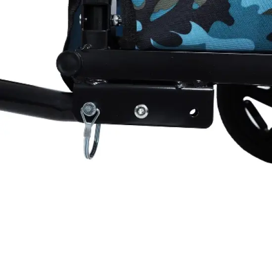 DOMETOUR Collapsible Pet Bike Trailer with 16-Inch Wheels & Hitch Blue+Grey image {10}