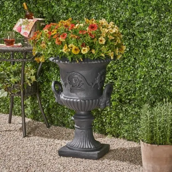 GDFStudio Tunlaw Outdoor Traditional Roman Chalice Stone Garden Urn Planter image {9}