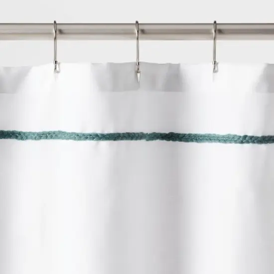 Striped with Tassels Kids' Shower Curtain Blue - Pillowfort&trade; image {2}