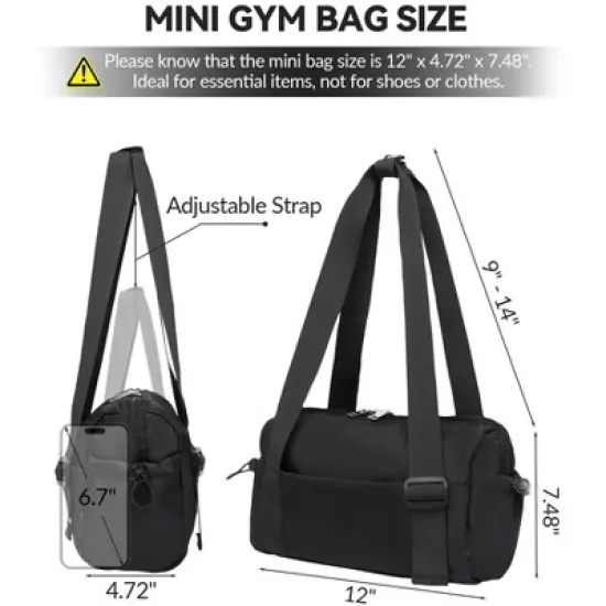 Small Gym Bag for Women Mini Duffle Bag with Wet Compartment, Lightweight Waterproof Cute Tote for Girls Workout Sport Travel, Black image {5}